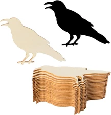 Unfinished Crow Wood Shaped DIY Halloween Blank Art... 