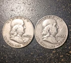 (2) 1952 S & D Franklin Half Dollars! 90% Silver! Invest! Great looking Coins!