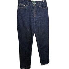 Lauren Jeans Co Ralph Lauren Petite Womens Dark Wash Denim Straight Leg Size 10P