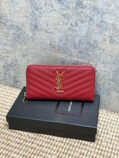Saint Laurent Monogram Chevron Grain de Poudre Zip-Around Long Wallet