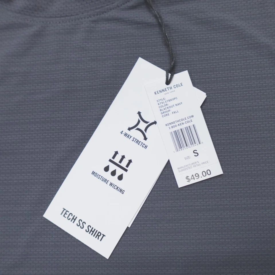 Camisa Kenneth Cole Active Tech SS para hombre malla elástica absorbente suave apagón azul marino Foto 3 de 4