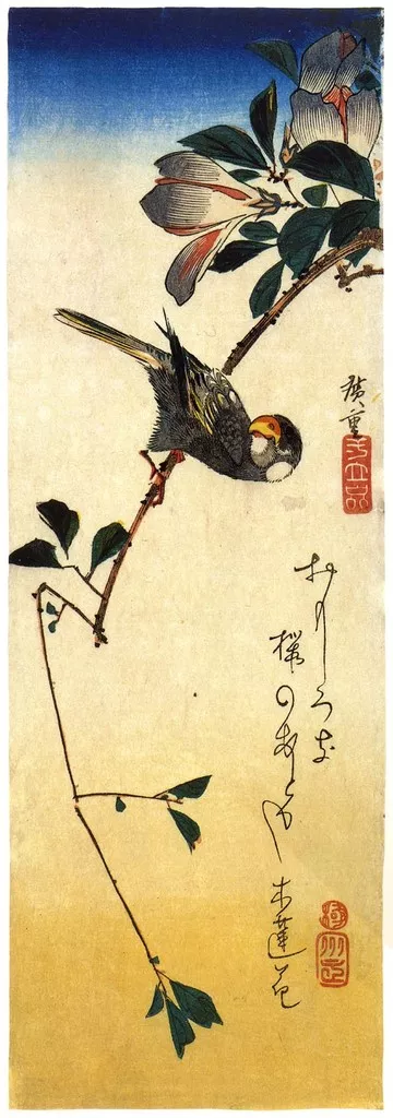 Japanese Art: Hiroshige Birds: Java Sparrow - Fine Art Print | eBay