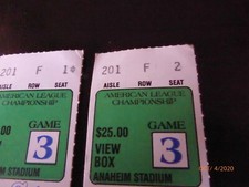American League Championship 1986-Angels vs Boston Red Sox Ticket Stubs Game 3