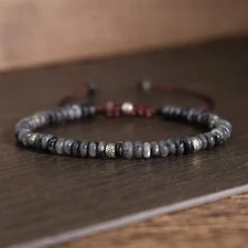 Natural Larvikite Stone Dainty Bracelet Healing Crystal Bracelet Minimalist Gift