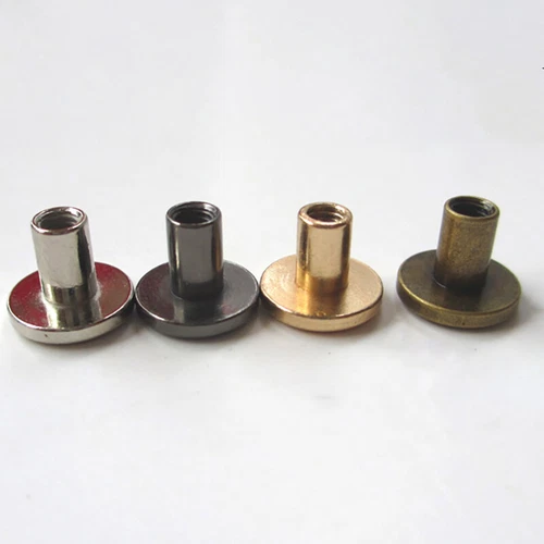 Massive Messing Schraubnieten Flachkopf Leder Basteln für robuste Taschen Bücher - Picture 3 of 14