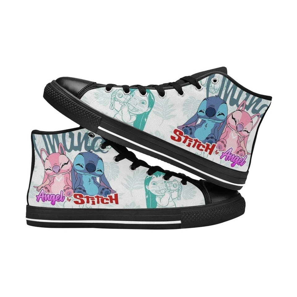 Zapatillas deportivas personalizadas Stitch and Angel zapatos informales de lona para niños de caña alta Foto 4 de 4