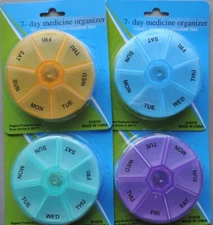 Round 7 Day Pill Box Organizer Medicine Daily Weekly Medication Holder Travel