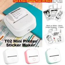Phomemo T02 Mini Printer Sticker Maker Pocket Thermal Printer Machine Paper Lot