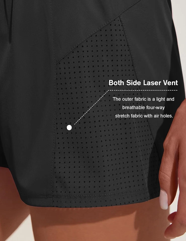 Athletic Shorts for Women 2 in 1 Workout Shorts High Waisted Running Shorts Gym  - Image 4 of 4