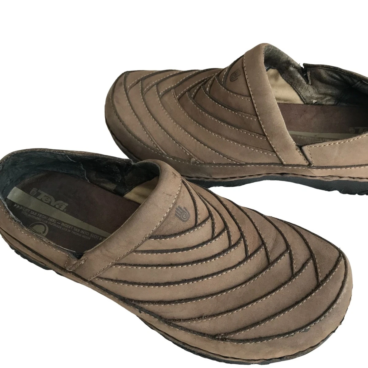 Teva Vaana Shoes Brown Womens Size 8 Slip On Leather Clogs