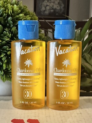 2 Vacation Chardonnay Oil SPF 30~Vegan Suntan Oil~Broad Spectrum Travel Sz 1oz