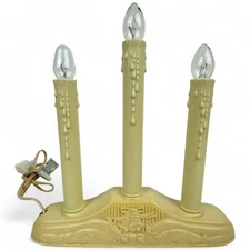 Vintage 3 Light Candle Candolier Electric Christmas Window Candelabra Works