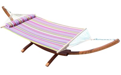 410cm Hngemattengestell PINK aus Holz Lrche mit Stab Hngematte  (GEPOLSTERT) | eBay.de