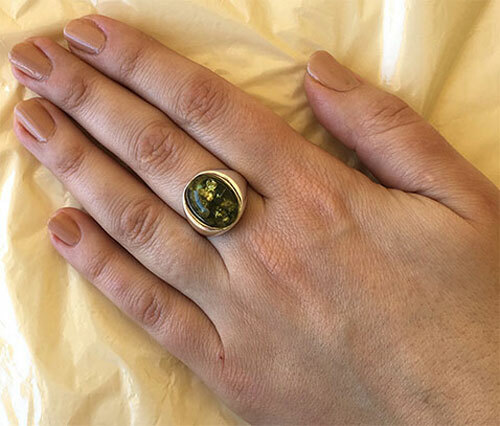 BALTIC INLAID MULTICOLOR HONEY GREEN AMBER STERLING SILVER