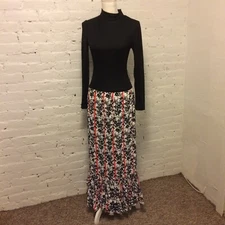 NWT Victor Costa Romantica VTG 70s maxi dress Hostess black floral 4-6