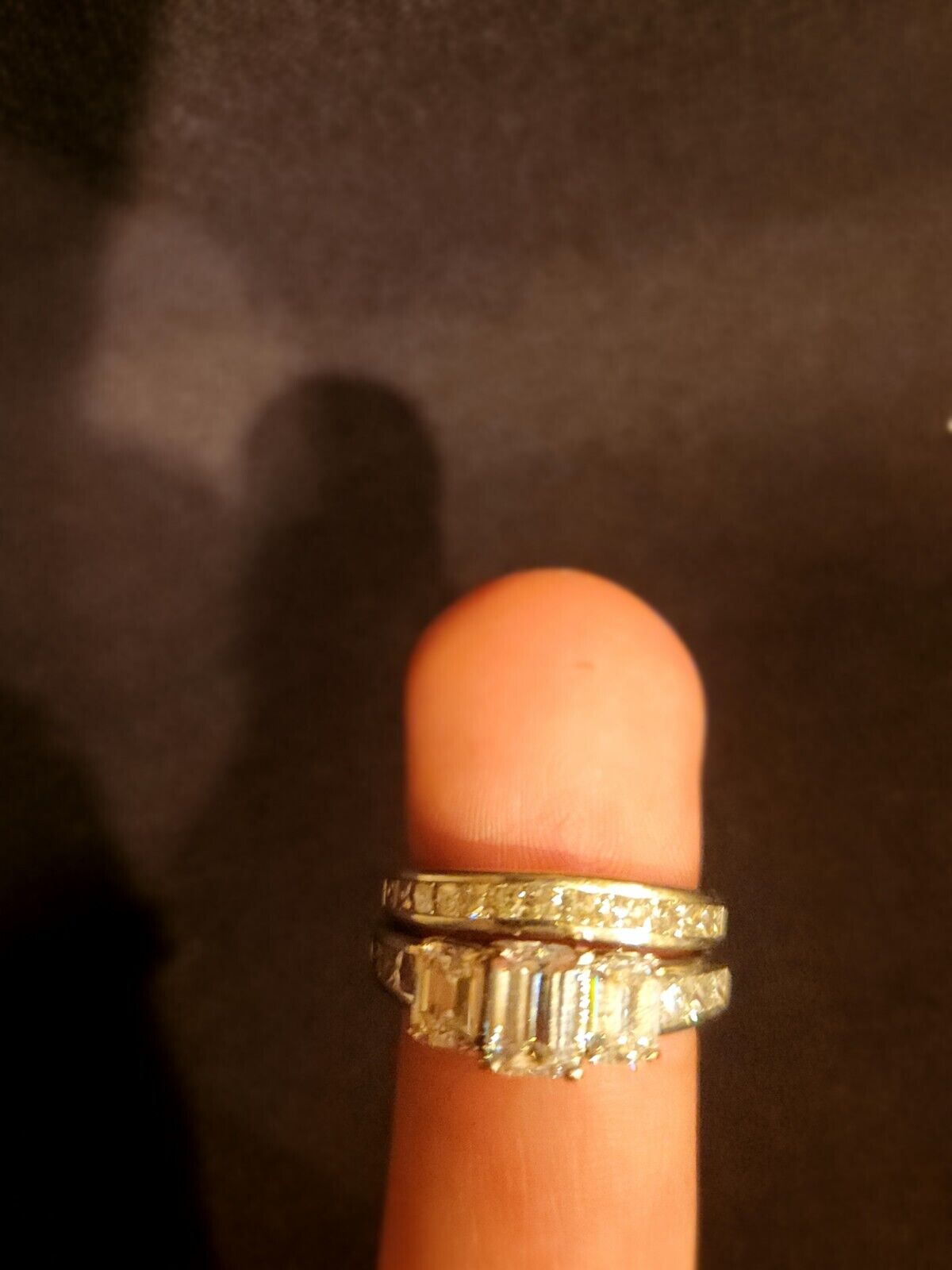 Engagement and wedding ring set 14kt White Gold - image 11