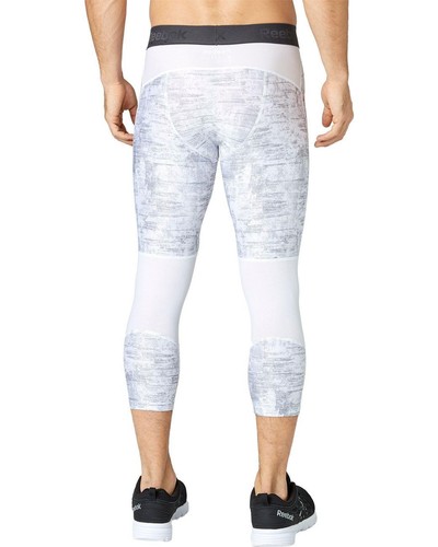 Reebok Men's Printed 3/4 Length Compression Tights White & Caviar Sm MMA17502 J - Picture 7 of 9