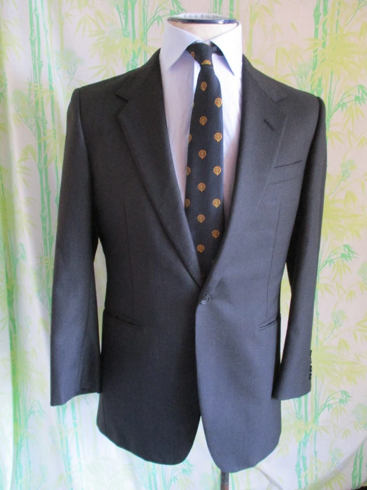 Richard Anderson Savile Row custom bespoke dark gray coat suit jacket 40R 38R - Image 2 of 4
