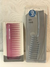 2 Vintage Large Styling Pick Comb Wide Tooth 1 gray 1 pink nos