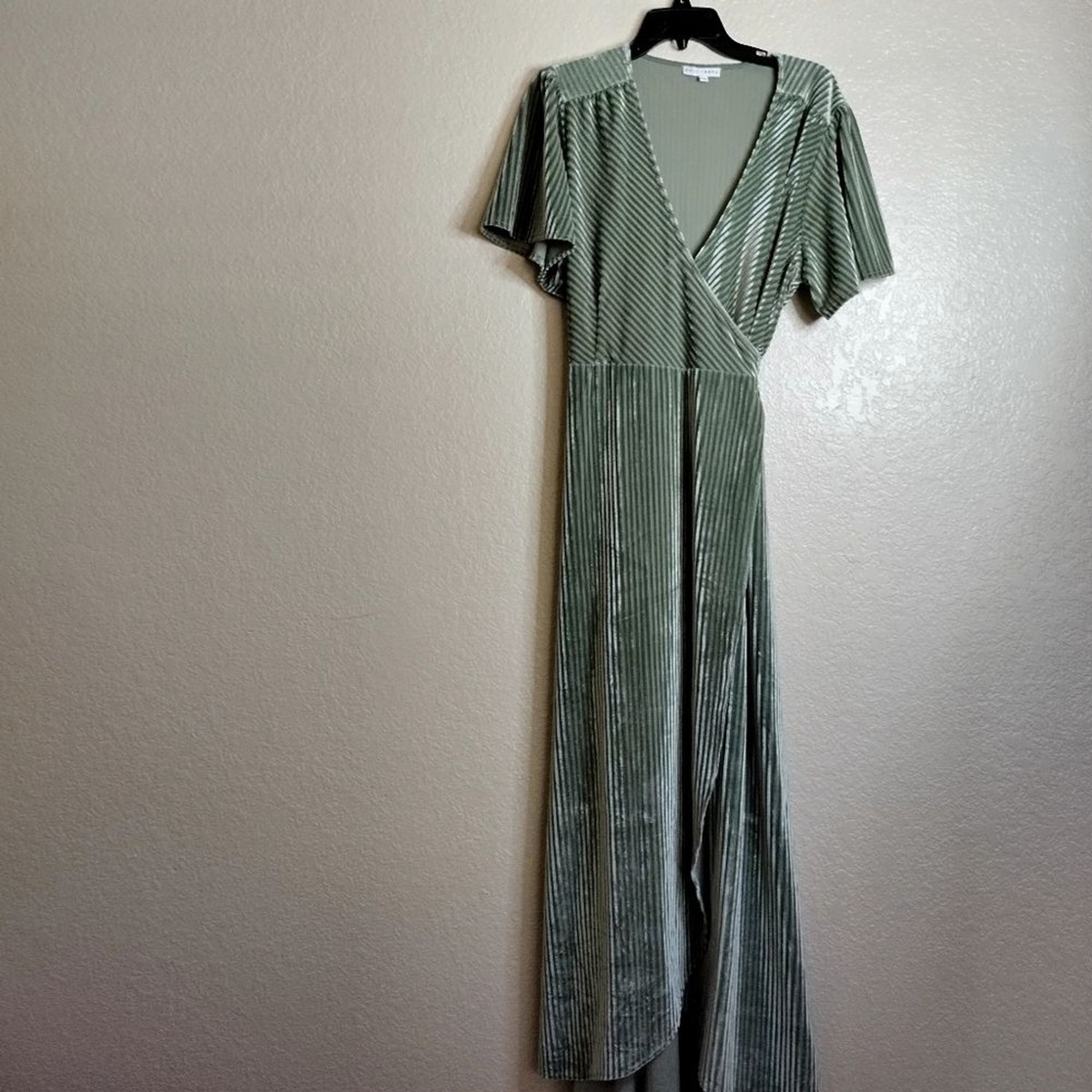 andi dusty sage ribbed velvet wrap dress Baltic Born Andi Ribbed Velvet Wrap Dress