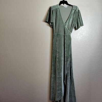 open lace back dress Andie Long Sleeve Bridesmaid Dress in Sage main image 0