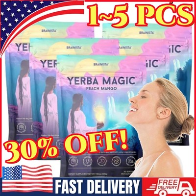 Yerba Magic Instant Tea Powder 3-in-1 Super Drink Peach Mango Probiotic Bev QX