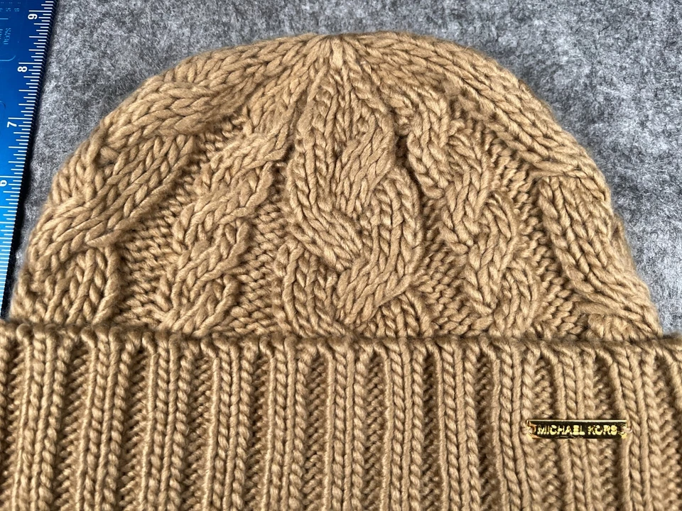 Michael Kors Gorro Toque Mujer Talla Única Beige Tejido con Cable 100% Acrílico Foto 3 de 4