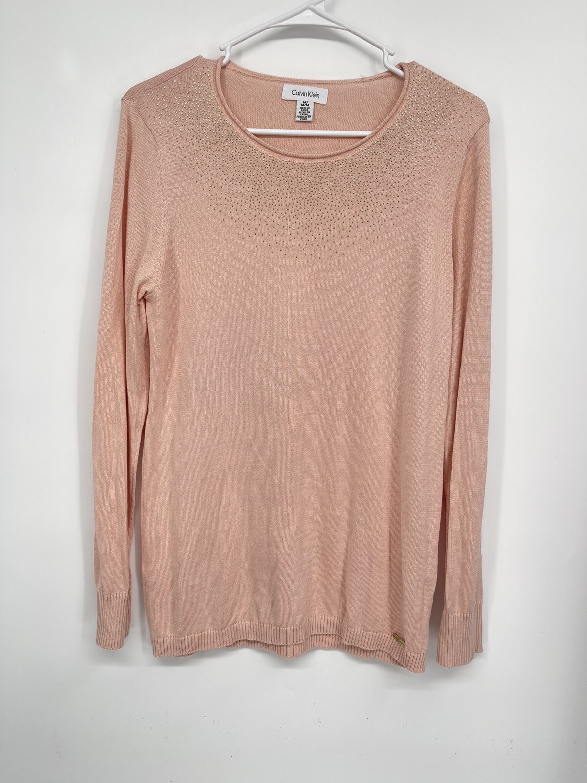 CALVIN KLEIN Women's Lightweight Pink SPARKLE Sweater Sz M