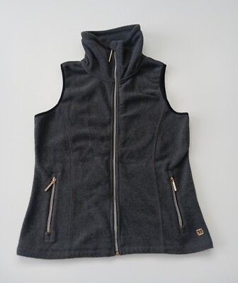 Calvin Klein Vest Womens Medium Gray Gold Fleece Performance Full Zip