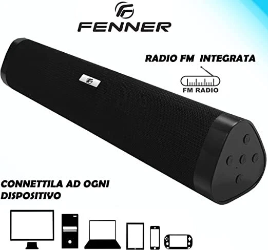 SOUNDBAR BLUETOOTH 5.0 TV PC NOTEBOOK RADIO AUX MICRO SD USB MICROFONO VIVAVOCE - Immagine 3 di 4