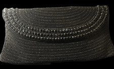 New Black Fully Beaded With Black Crystal Rhinestone Flap 10'' L x 5'' H