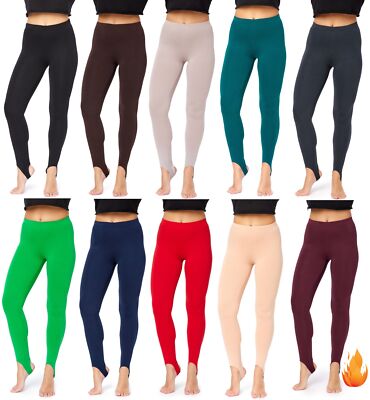 Bellivalini Damen Thermohose Mit Fußschlaufe Baumwolle Winter Gefüttert Leggings