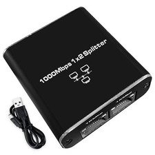 1000Mbps Ethernet Splitter 1 to 2 High Speed Gigabit LAN Internet Ethernet Sp...