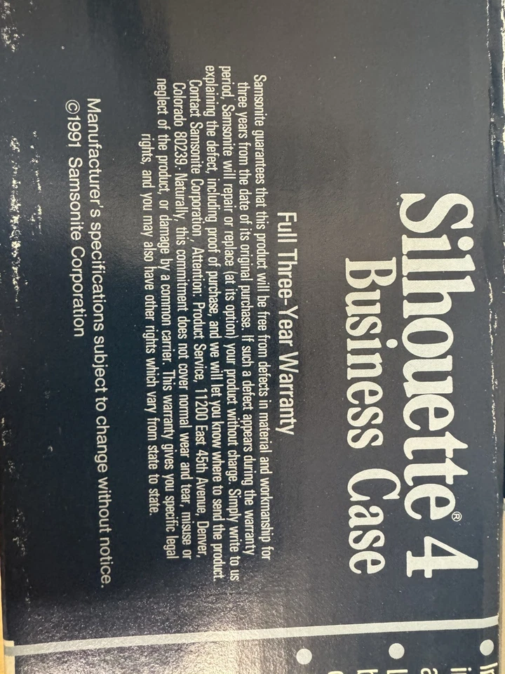 NEW 1991 SAMSONITE SILHOUETTE 4 Business NAVY Case Travel Vintage - Image 4 of 4