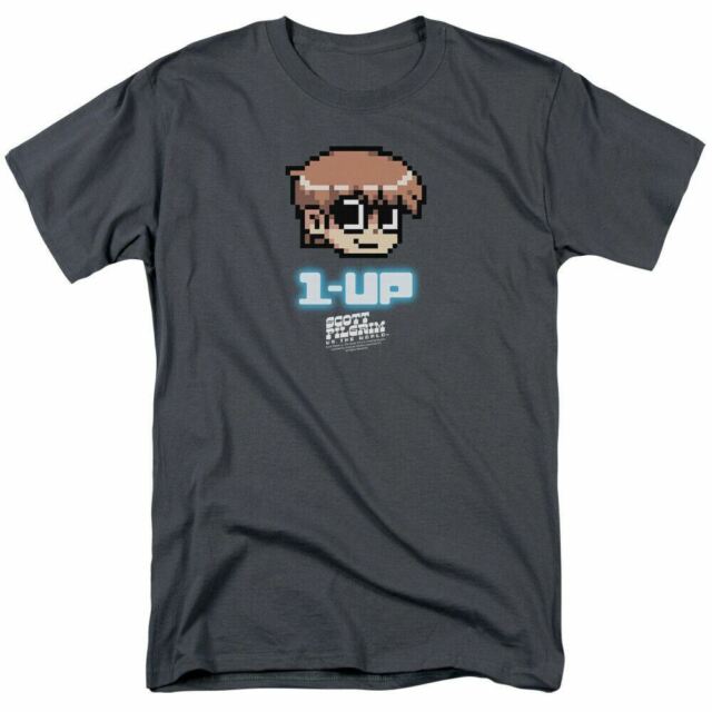 Scott Pilgrim VS. The World 1 Up T Shirt Mens Licensed Movie Tee Charcoal