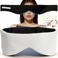 Soft Reversible Cotton Eye Mask, Obsidian Black Grey Full-Coverage Adjustable...