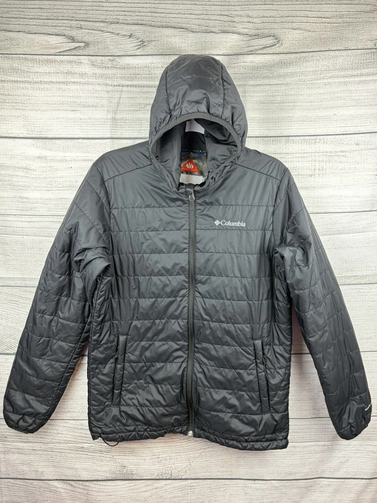 Columbia Omni-Heat Black Hooded Lightweight Puffer Jacket Men's Size S