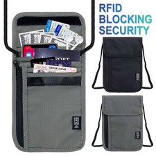 Anti-Theft RFID Blocking Passport Holder Neck Pouch Travel Hidden Wallet Bag