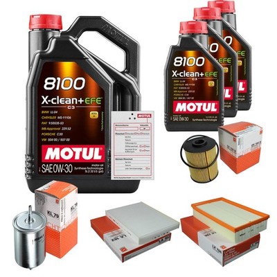 MAHLE Inspektionspaket 8L MOTUL 8100 X-CLEAN 0W-30 für VW Multivan V 3.2 V6