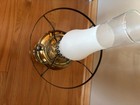 VTG Nickle/Brass Electrified Oil Lamp w/Glass Chimney & White Milk Shade 21×12" — photo 5