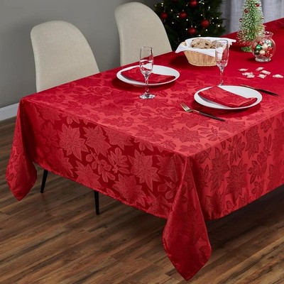 Kadut Weihnachtstischdecke, Weihnachtsstern-Blatt, rote Tischdecke (152,4 x