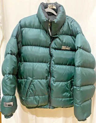 First Down USA 90's Reversible Puffer Jacket SzL Black Green Polyester Logo Big