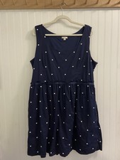 Gap Knee Length Dress Sleeveless Navy Blue White Polka Dots Pockets Lined 20