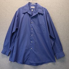 Van Heusen Shirt Mens XL 17.5 34/35 Easy Care Poplin Button Up Blue Long Sleeve