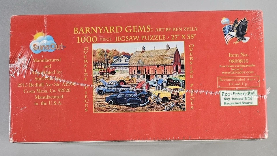 Rompecabezas de 1000 piezas de gemas de patio de granero 27” X 35” SunsOut Manuf arte de Ken Zella NUEVO Foto 2 de 4