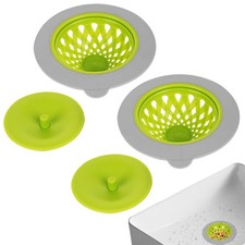 TOCCOOL 2 Pack 4.5-Inch Kitchen Sink Drain Strainer with Silicone Lid Stopper, F