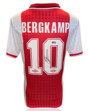DENNIS BERGKAMP SIGNED AFC AJAX 1990 HOME SHIRT (ACG WITNESS AG46497)