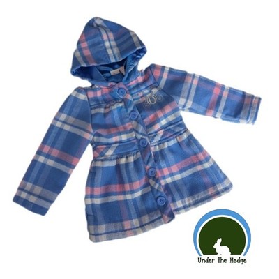 Vtg Disney Princess Cindarella Blue Plaid Fleece Hooded Coat Size 3T Lined G1
