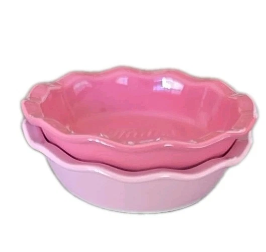 Two (2) PARIS HILTON ~ Ceramic ~ Mini Pie Plates ~ SLIVING ~ THAT'S HOT ~ PINK