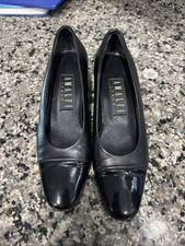 Amalfi Italy Black Leather Cap Toe Pumps Women s Size 6.5 Vintage